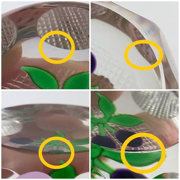 Perthshire 1977B Plums Lampwork Fruit Miniature Faceted Grid-Cut Paperweight - Picture 11 of 15